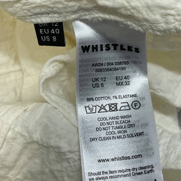 Whistles Women's Dress Lori Textured Midi Size 8 Ivory NWT Turkish Cotton - Picture 10 of 11